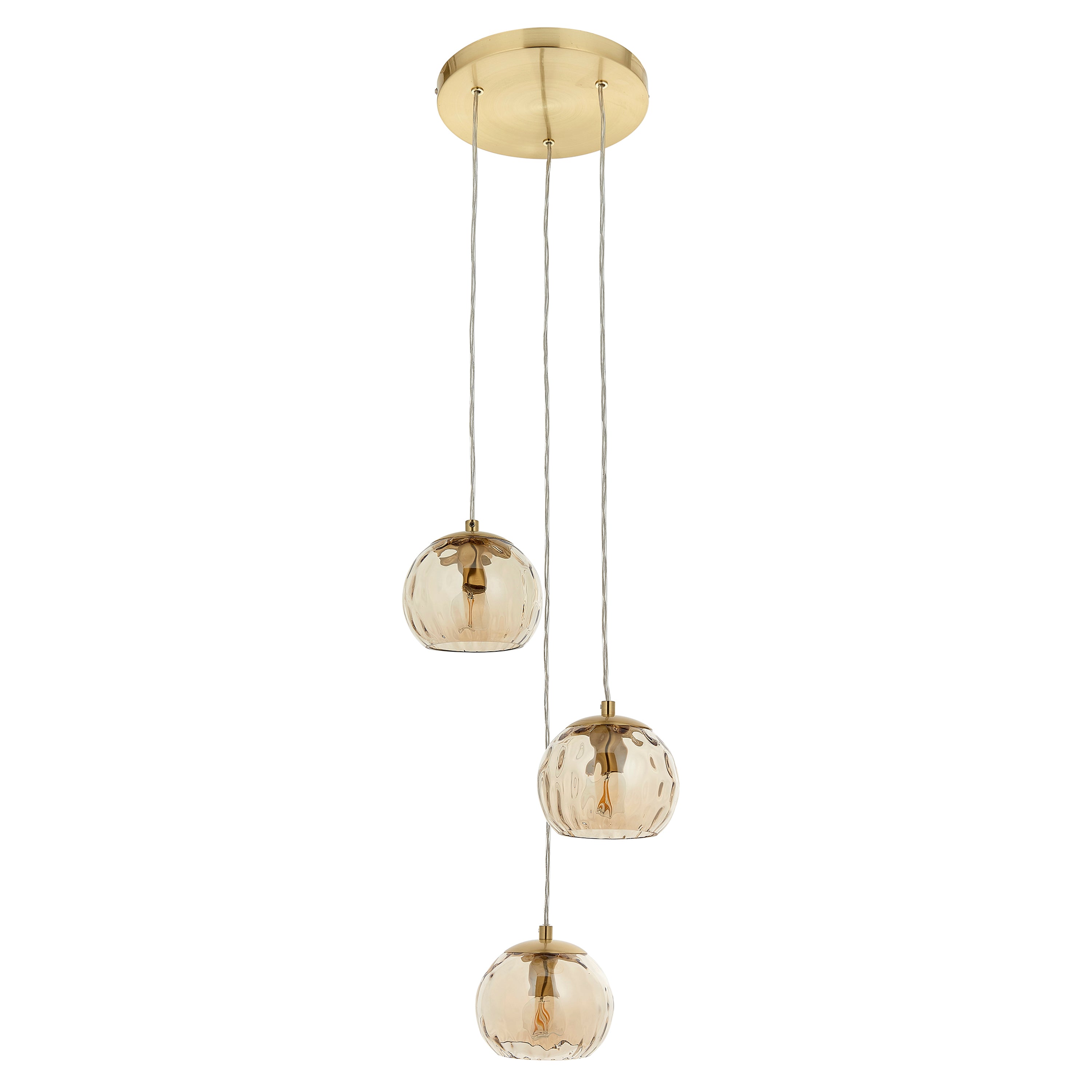 Albee Gold & Dimple Glass Dome Pendant | 3 Lights